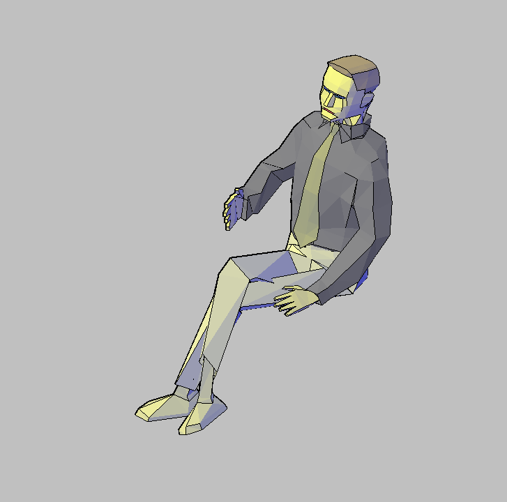 Bloque Autocad Vista de Hombre 15 Bibliot. 2D-3D en 3D